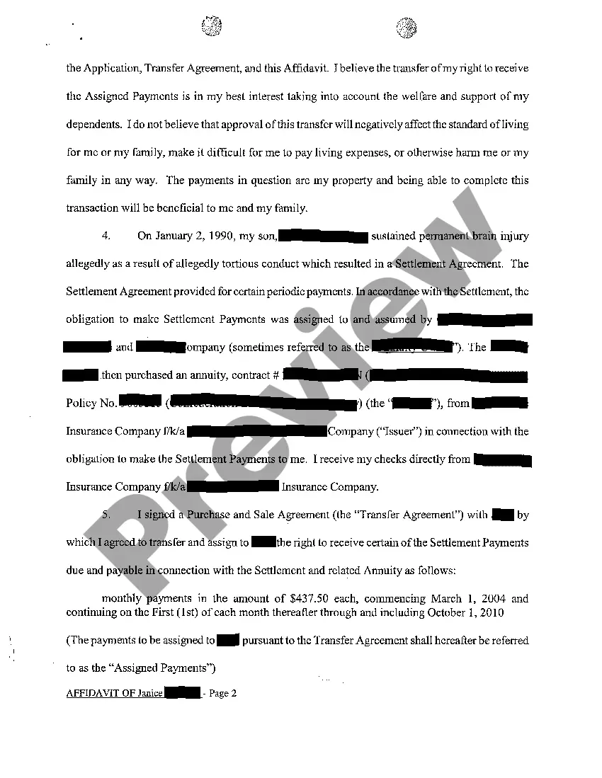 Preview A06 Affidavit of Mother regarding settlement rights