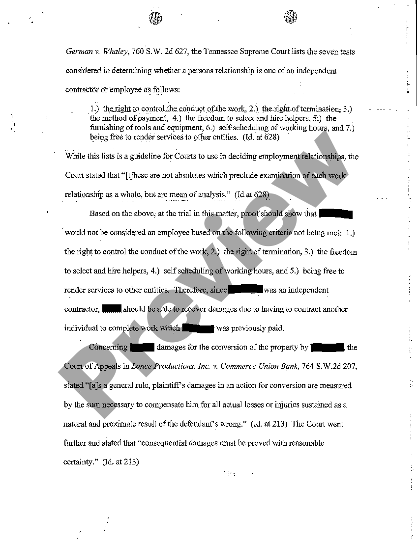 Divorce Trial Brief Sample With Dissent US Legal Forms