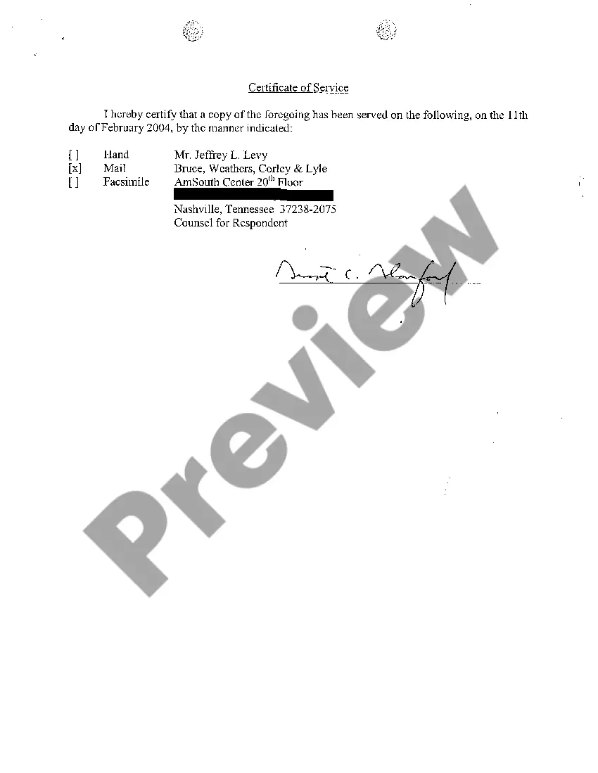 Preview Certificate of Service