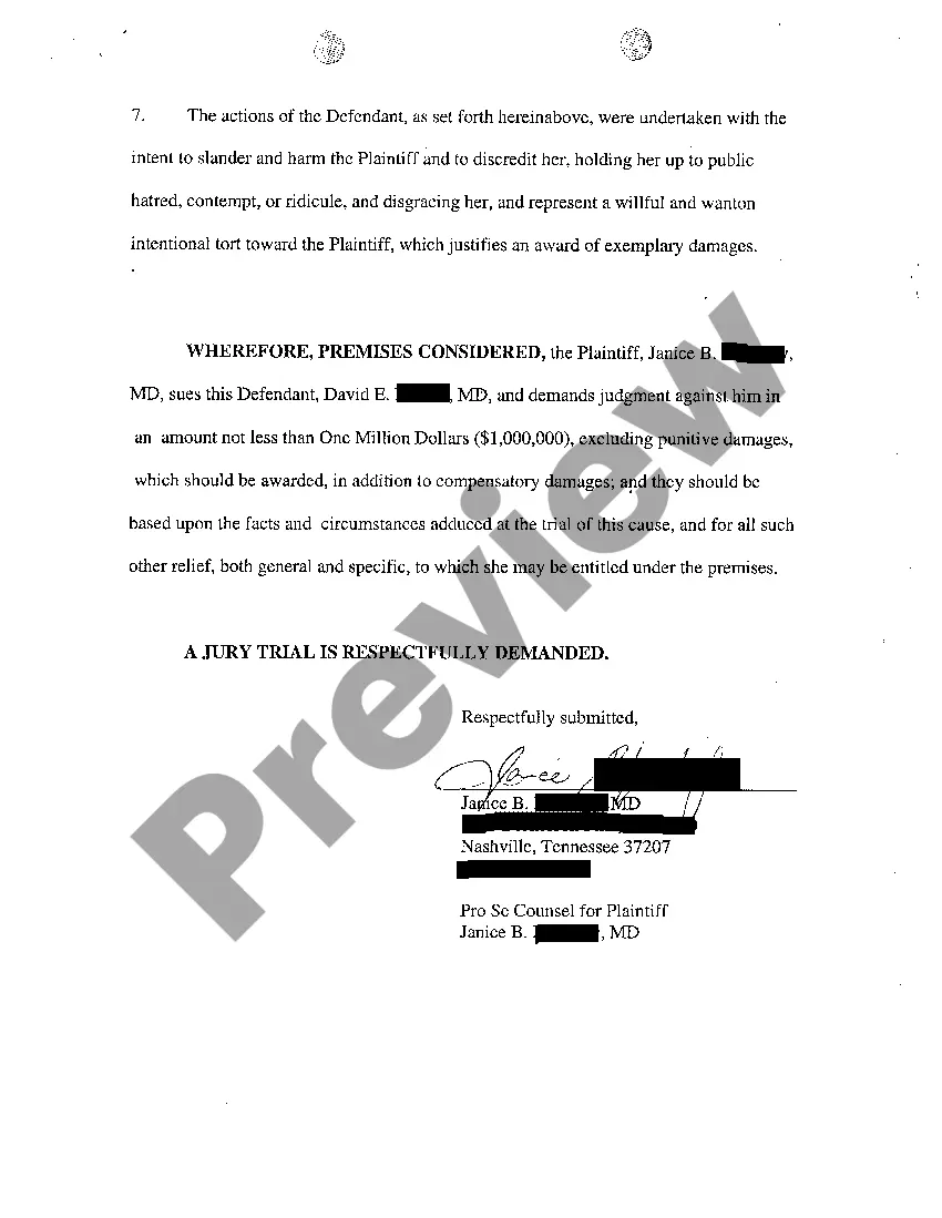 Get A01 Complaint regarding slanderous statements made about Doctor to Hospital Preview A01 Complaint regarding slanderous statements made about Doctor to Hospital