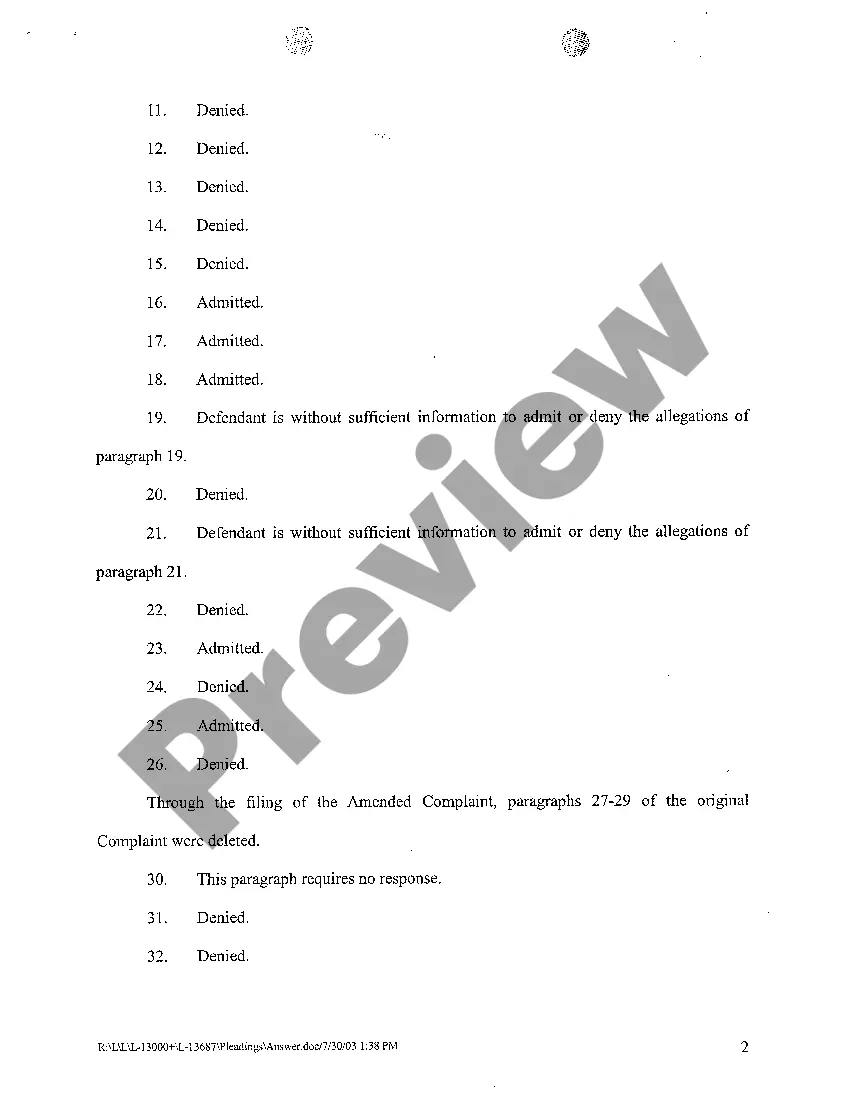 Get A06 Answer To Amended Complaint Retaliatory Discharge Against Supervisor Who Sexually Harassed Plaintiff Preview A06 Answer To Amended Complaint Retaliatory Discharge Against Supervisor Who Sexually Harassed Plaintiff