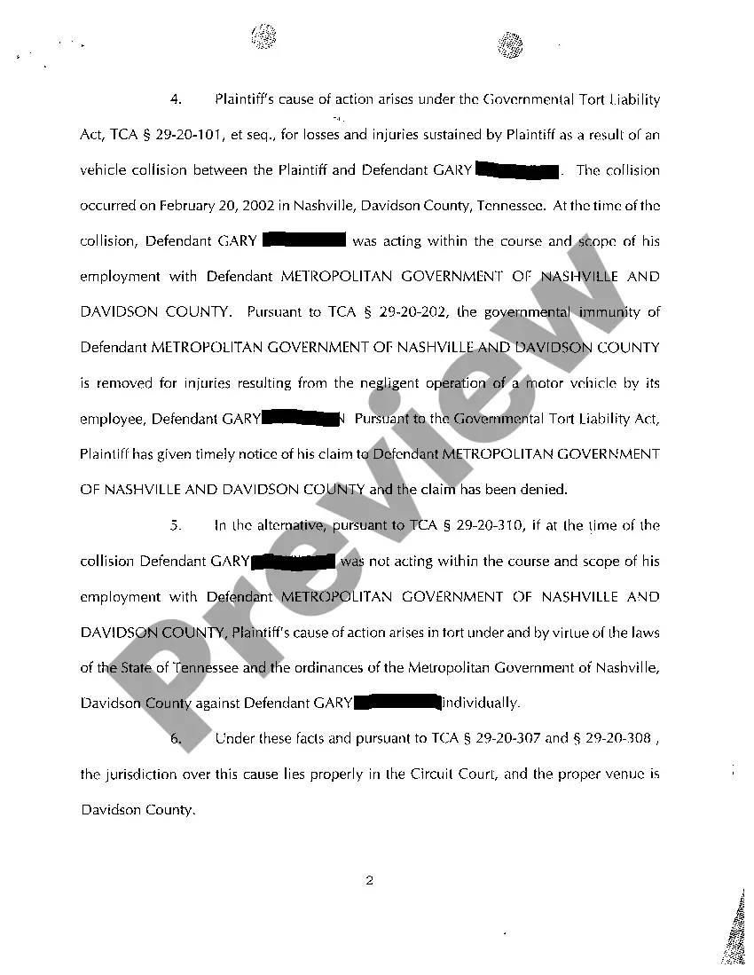 Preview A01 Complaint regarding Collision with a Fire Truck