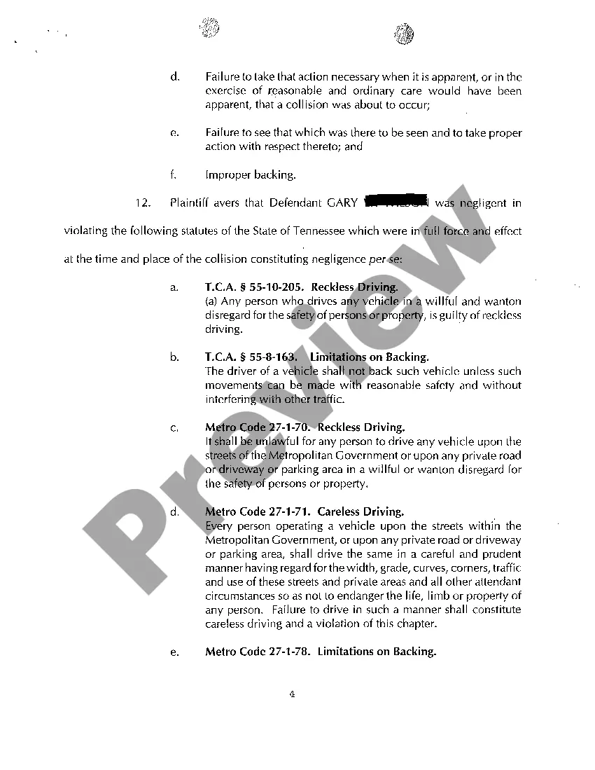 Preview A01 Complaint regarding Collision with a Fire Truck