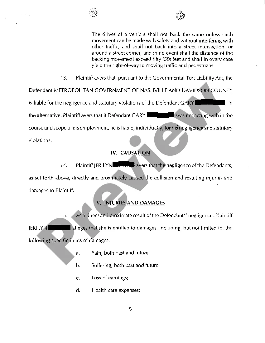 Preview A01 Complaint regarding Collision with a Fire Truck