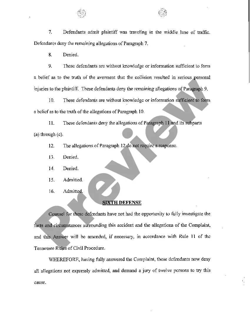 Preview A05 Answer regarding collision with tractor trailer