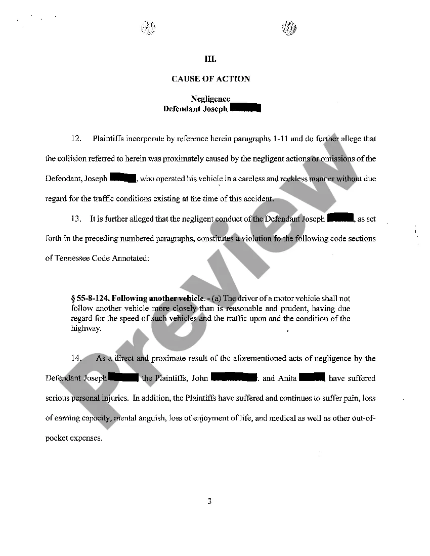 Get A01 Complaint regarding collision with tractor trailer Preview A01 Complaint regarding collision with tractor trailer