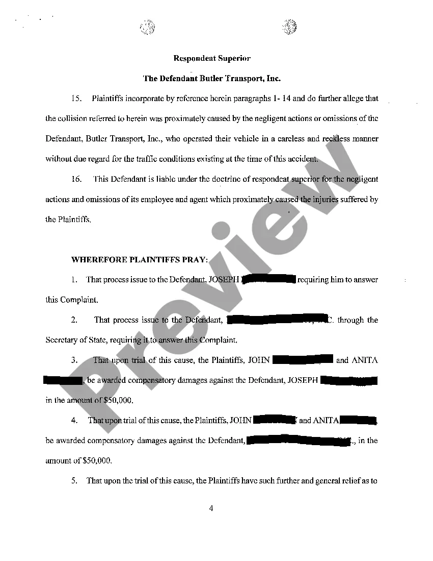 Get A01 Complaint regarding collision with tractor trailer Preview A01 Complaint regarding collision with tractor trailer