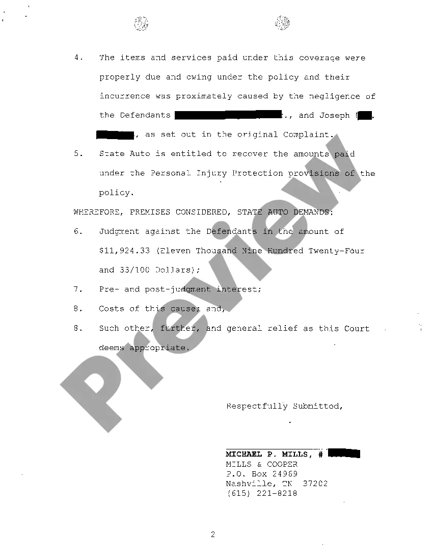 Preview A03 Intervening Complaint By Third Party Demanding Money Judgment Against Defendants