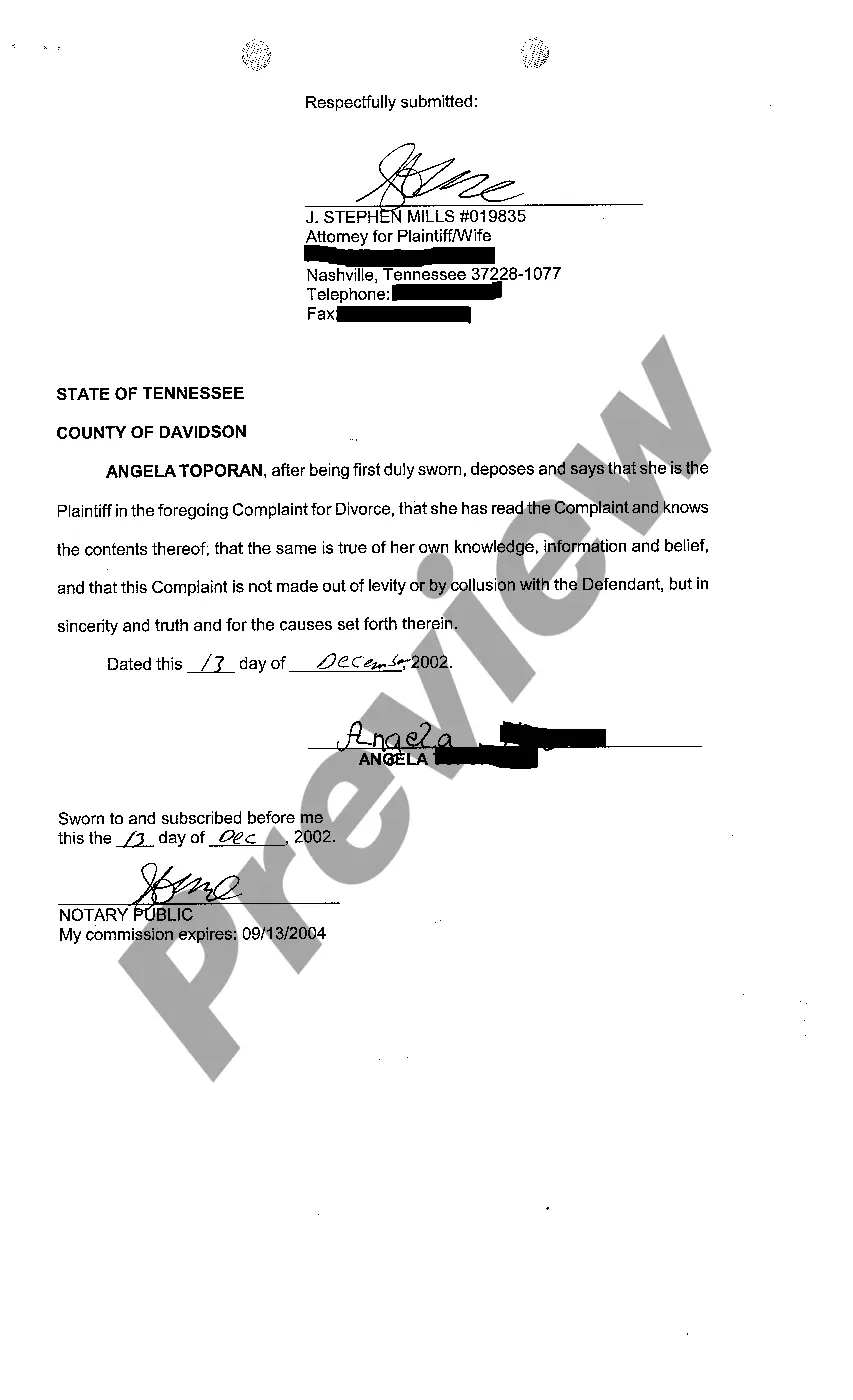 Preview A01 Complaint For Divorce With Children on Grounds of Inappropriate Marital Conduct