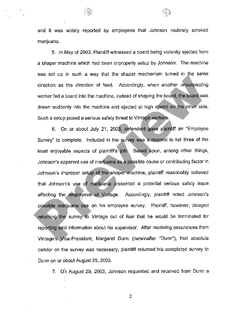 Preview A01 Complaint in Common Law Retaliatory Discharge