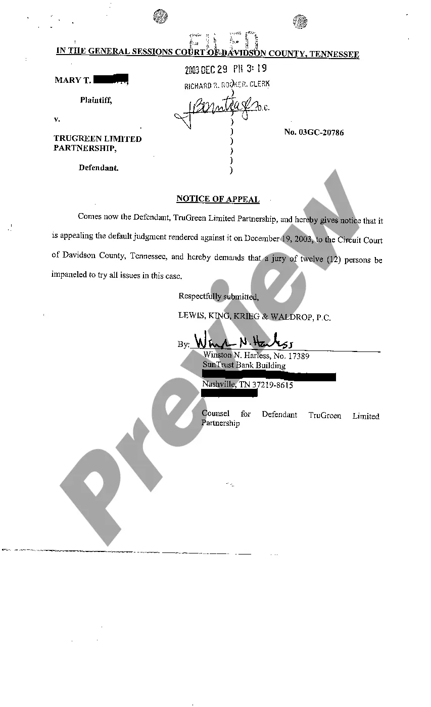 Preview A04 Notice To Appellant