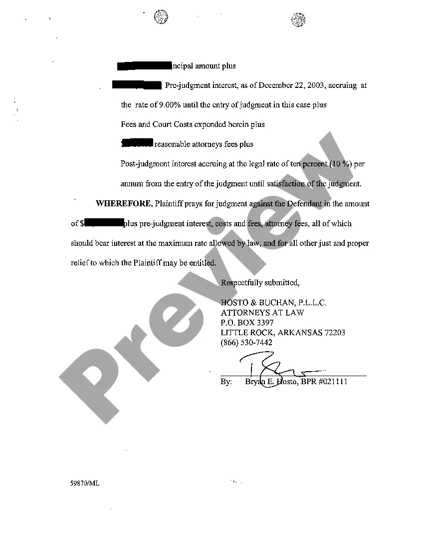 Get A01 Complaint For Debt On Account Preview A01 Complaint For Debt On Account