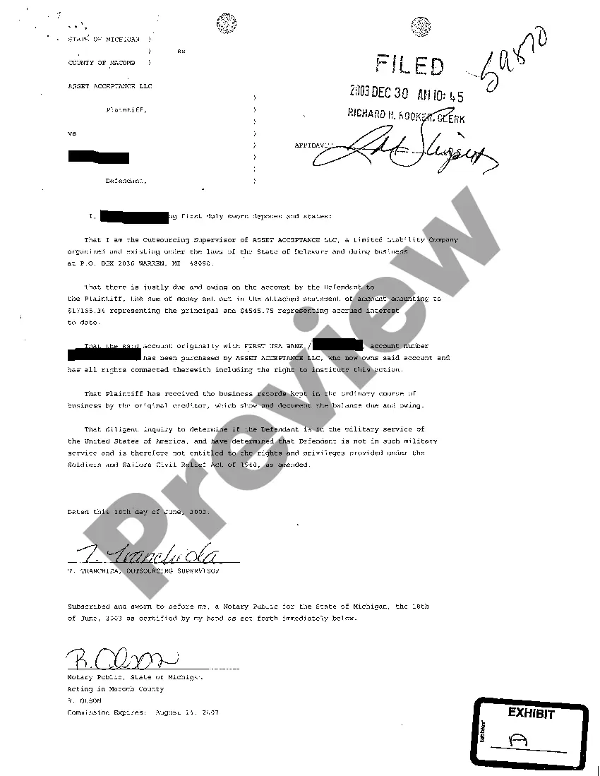 Get A01 Complaint For Debt On Account Preview A01 Complaint For Debt On Account