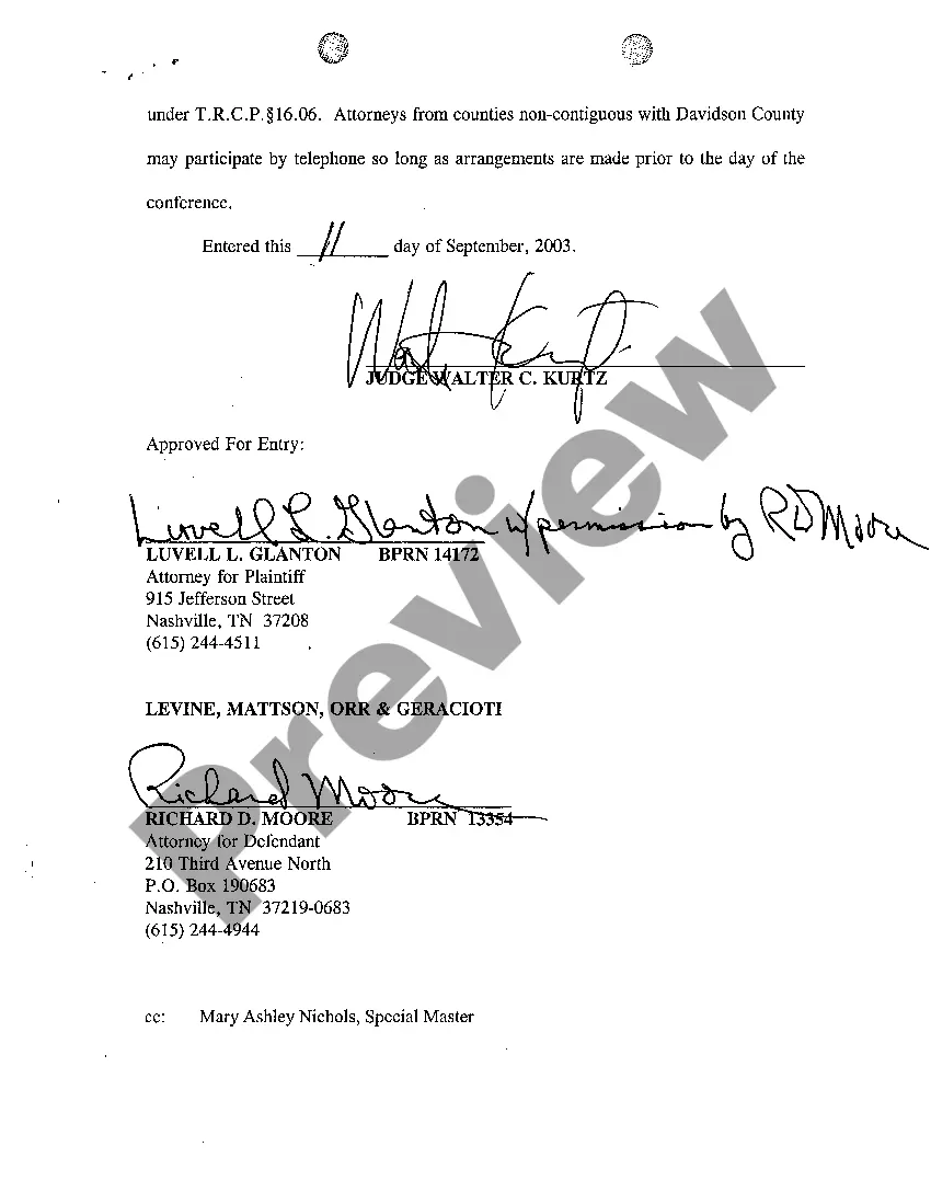 Preview A06 Case Management Order Requiring that Case Not be Set for Trial