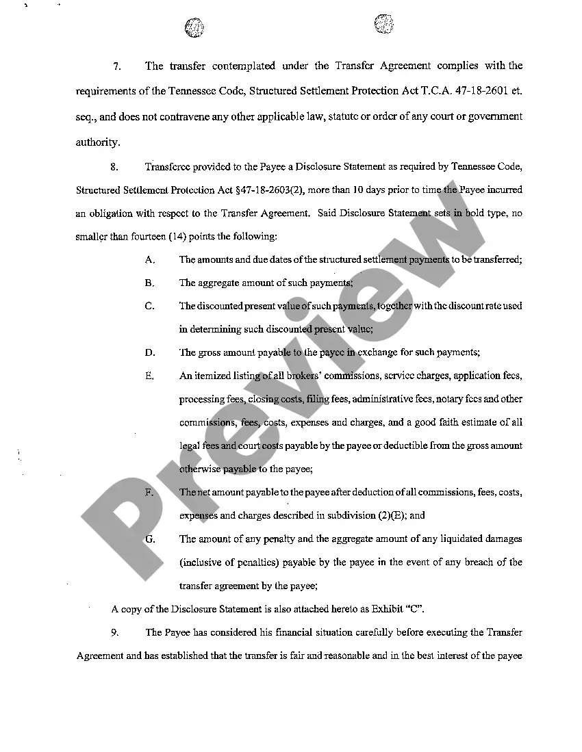 Preview A01 Petition For Authorization of A Transfer of Structured Settlement Payment Rights