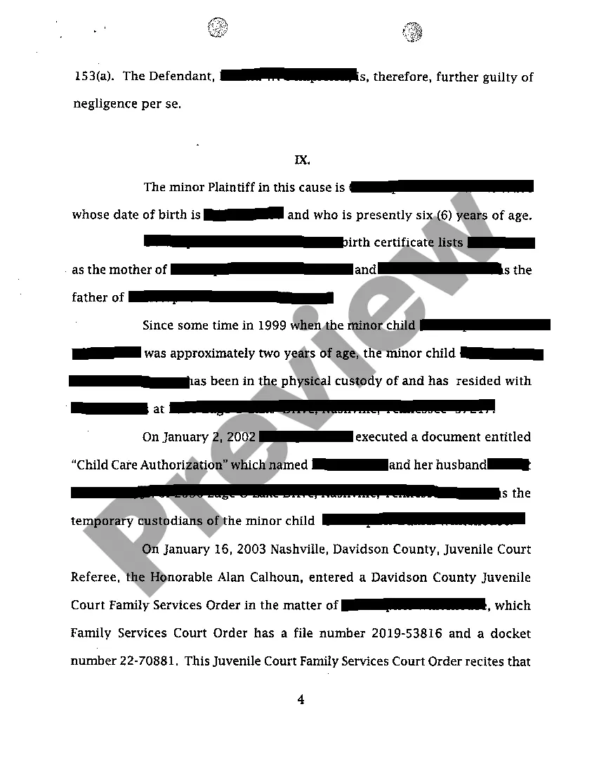 Preview A01 Complaint for Wrongful Death Involving Drunk Driver