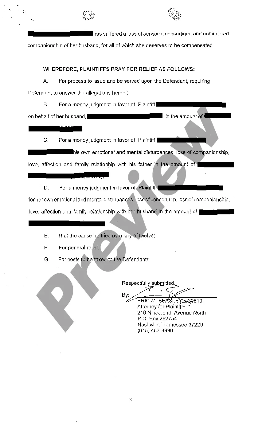 Preview A06 Complaint with different plaintiffs from Deceased's Family