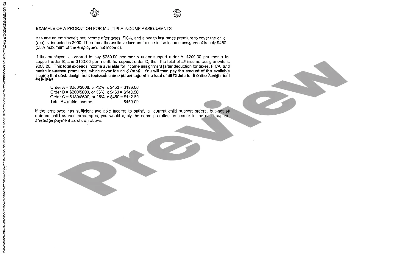 Preview A11 Order to Withhold Income for Child Support