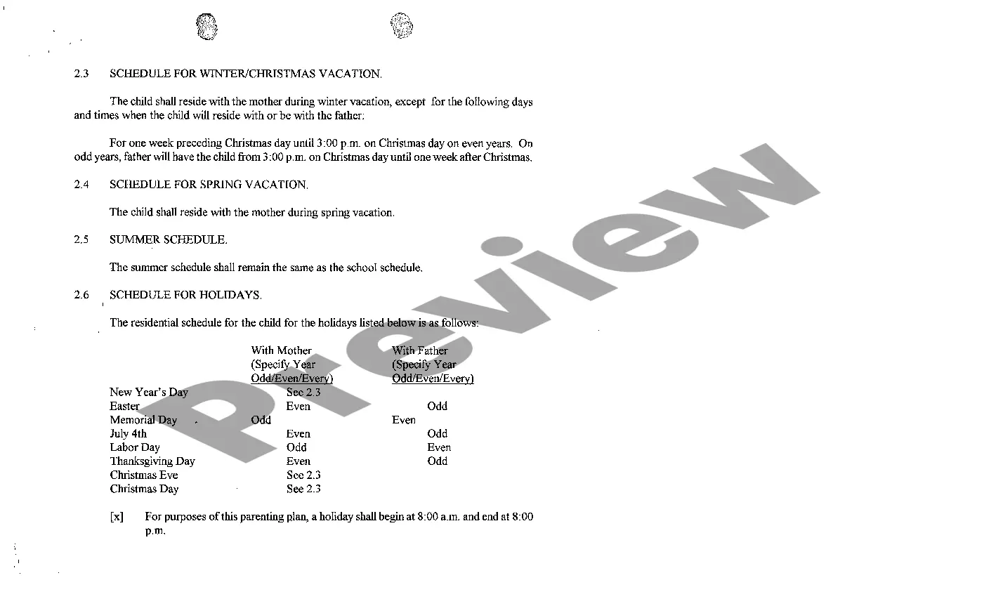 Preview A04 Parenting Plan