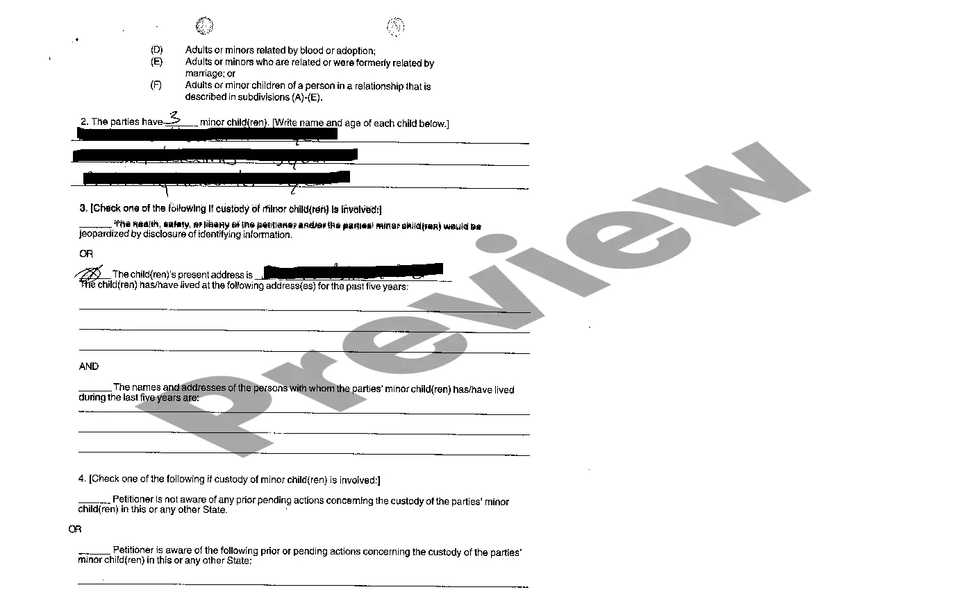 Preview A01 Petition for Orders of Protection