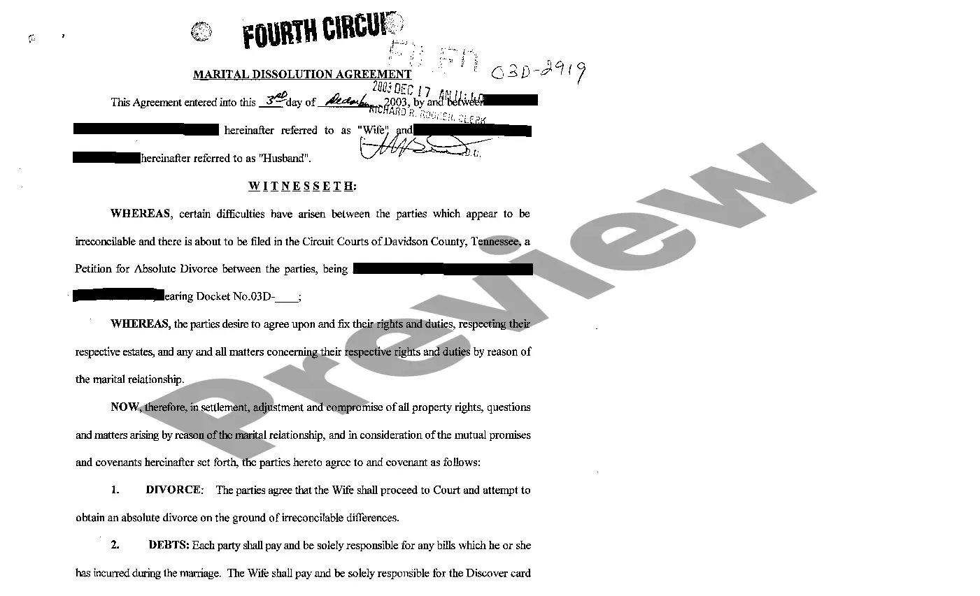 Preview A01 Complaint for Absolute Divorce