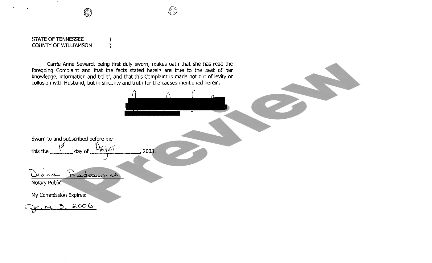 Preview A01 Complaint for Divorce Based Upon Grounds of Irreconcilable Differences