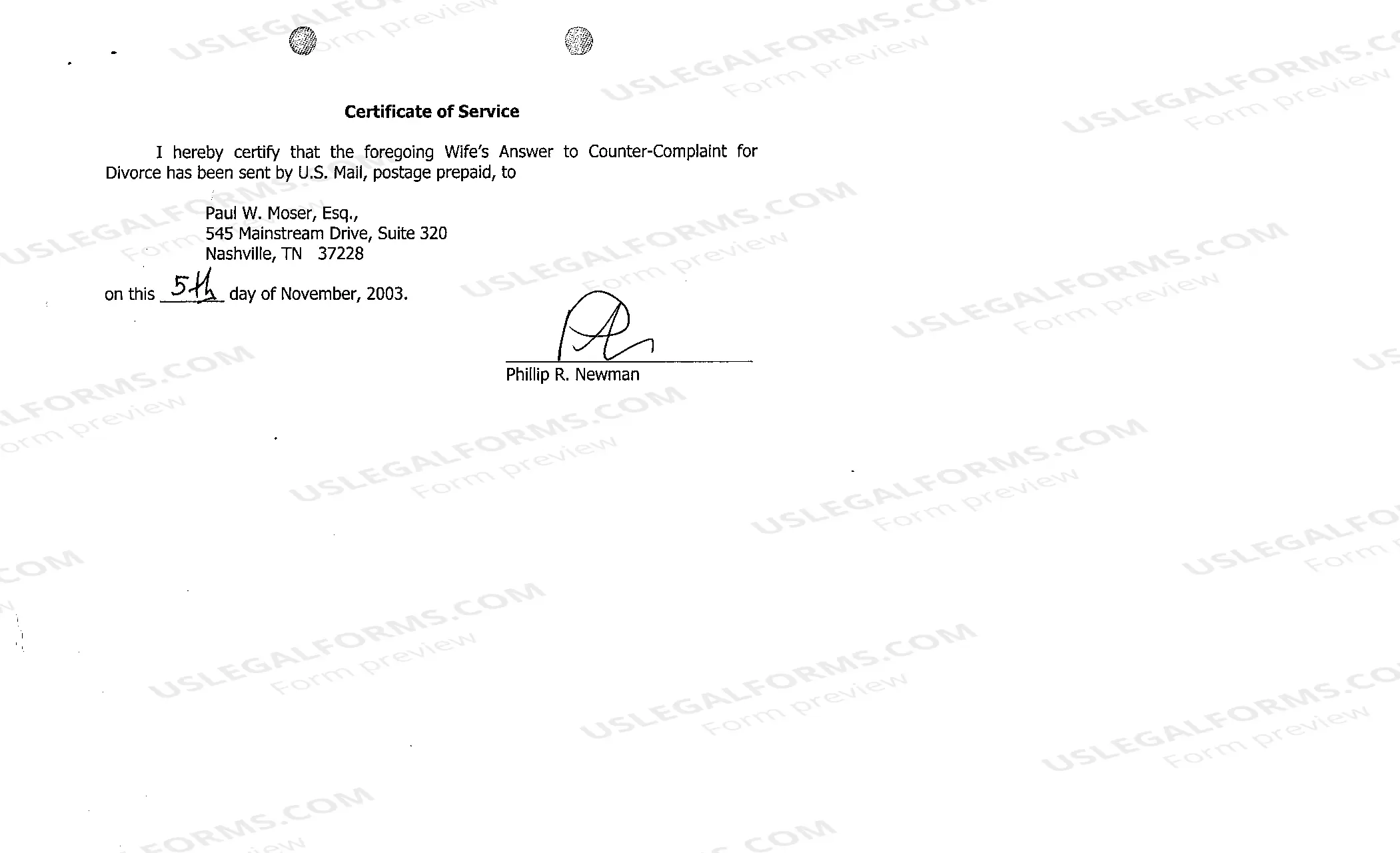 Preview A03 Wife's Answer to Counter Complaint for Divorce