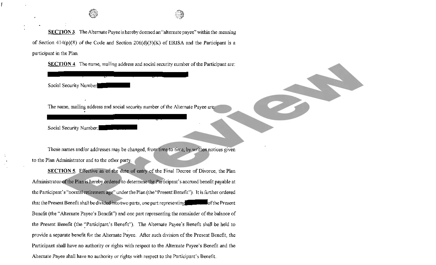 Preview A05 Qualified Domestic Relations Order