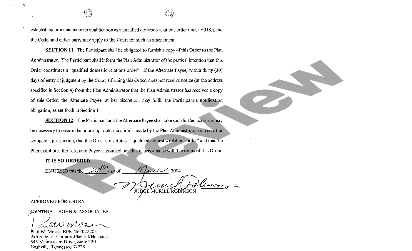 Preview A05 Qualified Domestic Relations Order