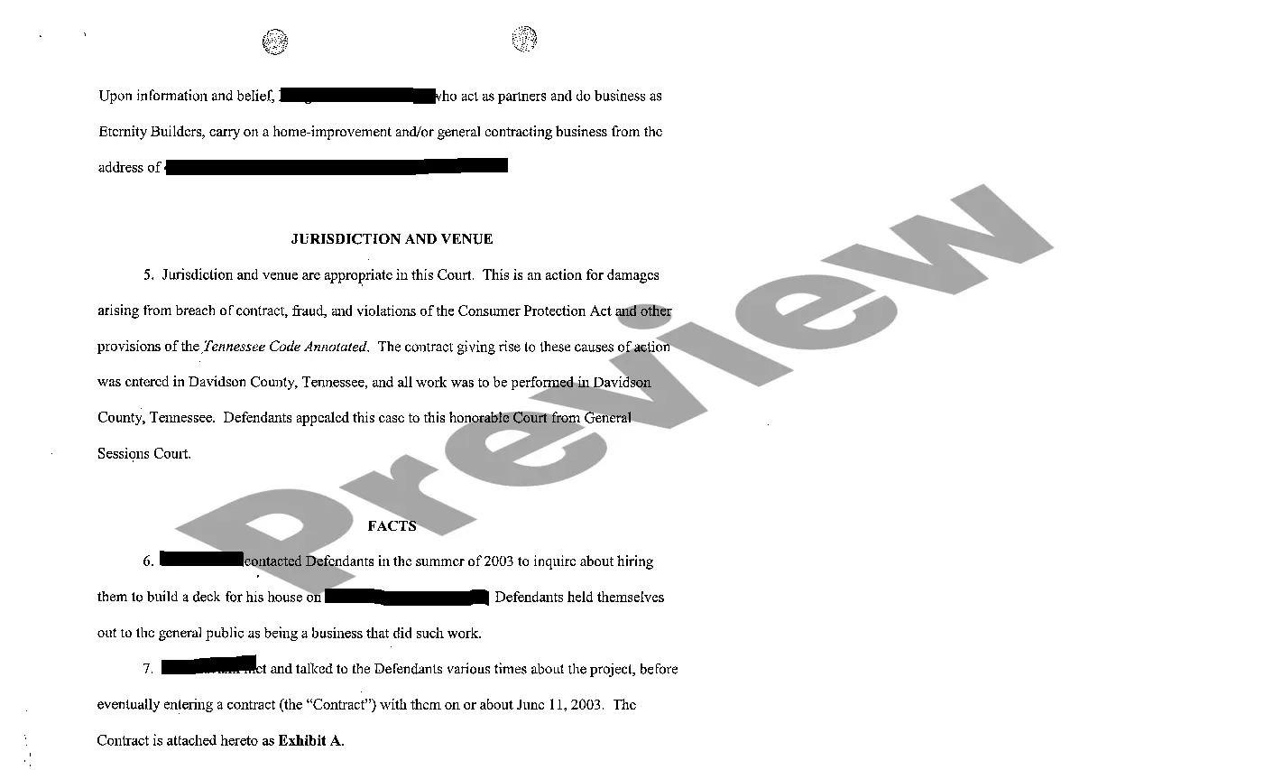 Preview A01 Amended Complaint against Contractor building a deck - part 1