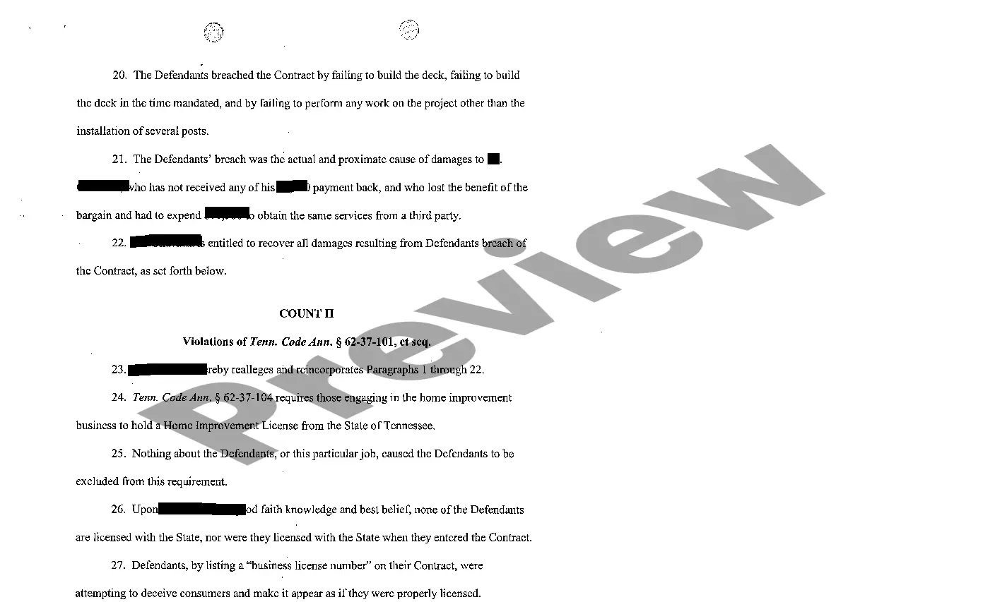 Preview A01 Amended Complaint against Contractor building a deck - part 1