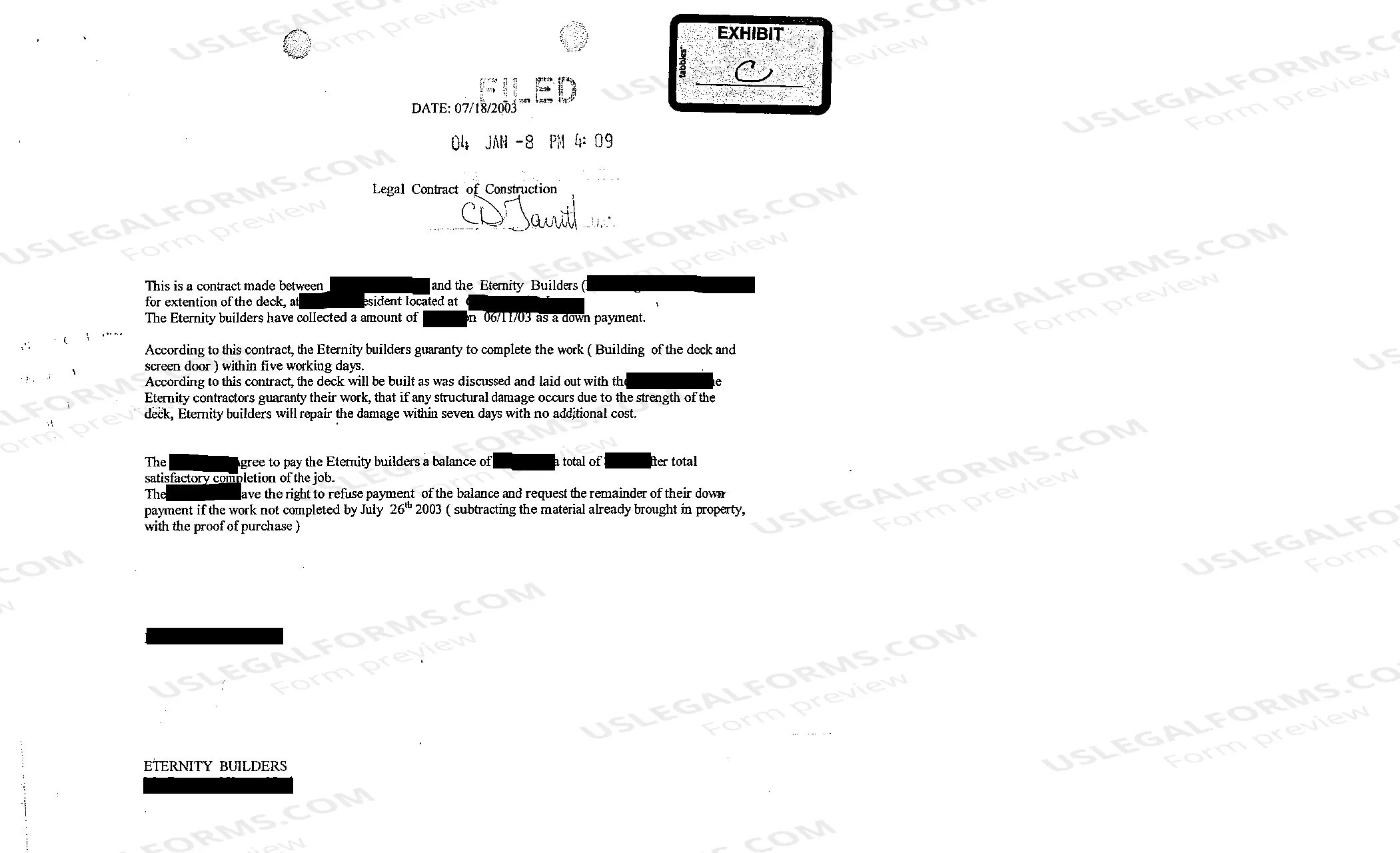Preview A03 Exhibit A Copy of Contract between parties