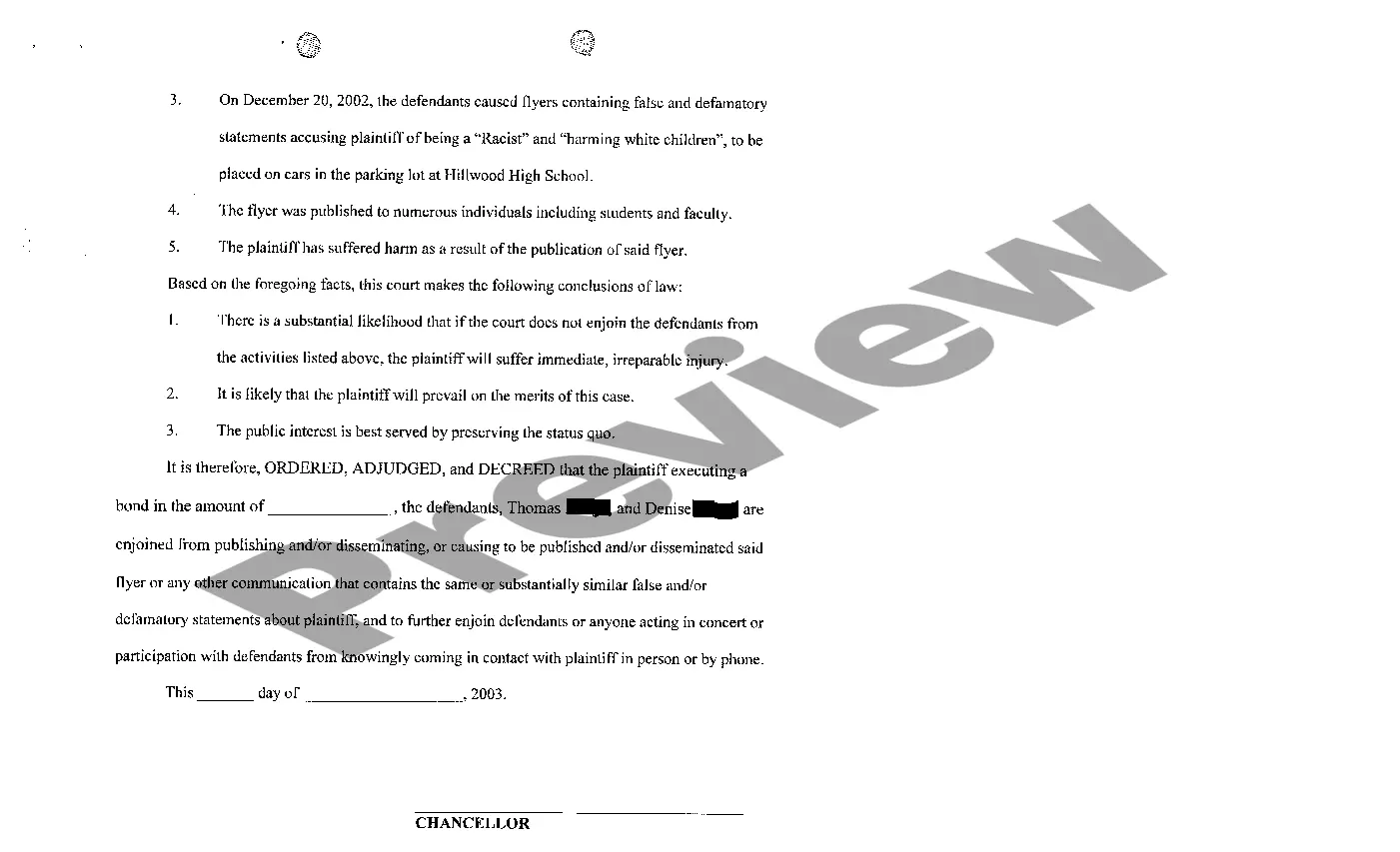 Get A11 Order Granting Temporary Injunction Preview A11 Order Granting Temporary Injunction