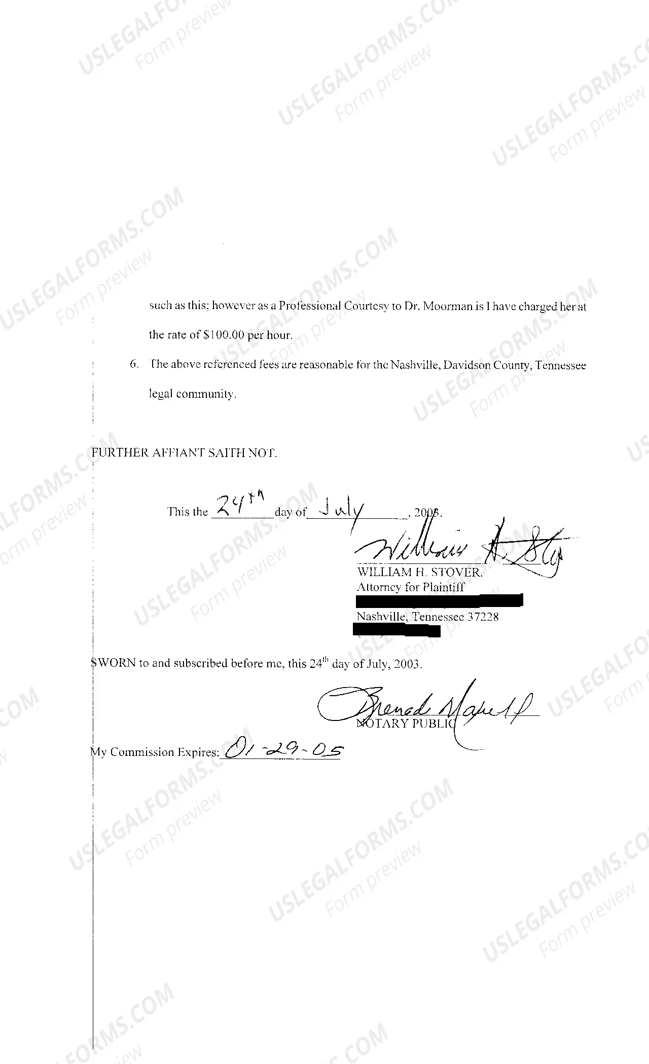 Preview A12 Attorney Fee Affidavit