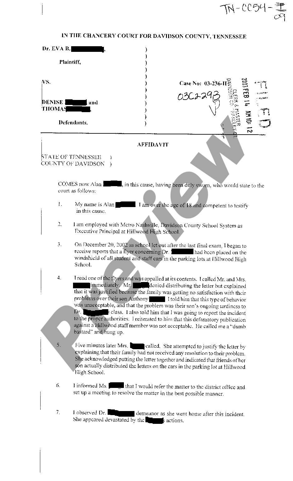 Tennessee Affidavit from fact witness to libel | US Legal Forms