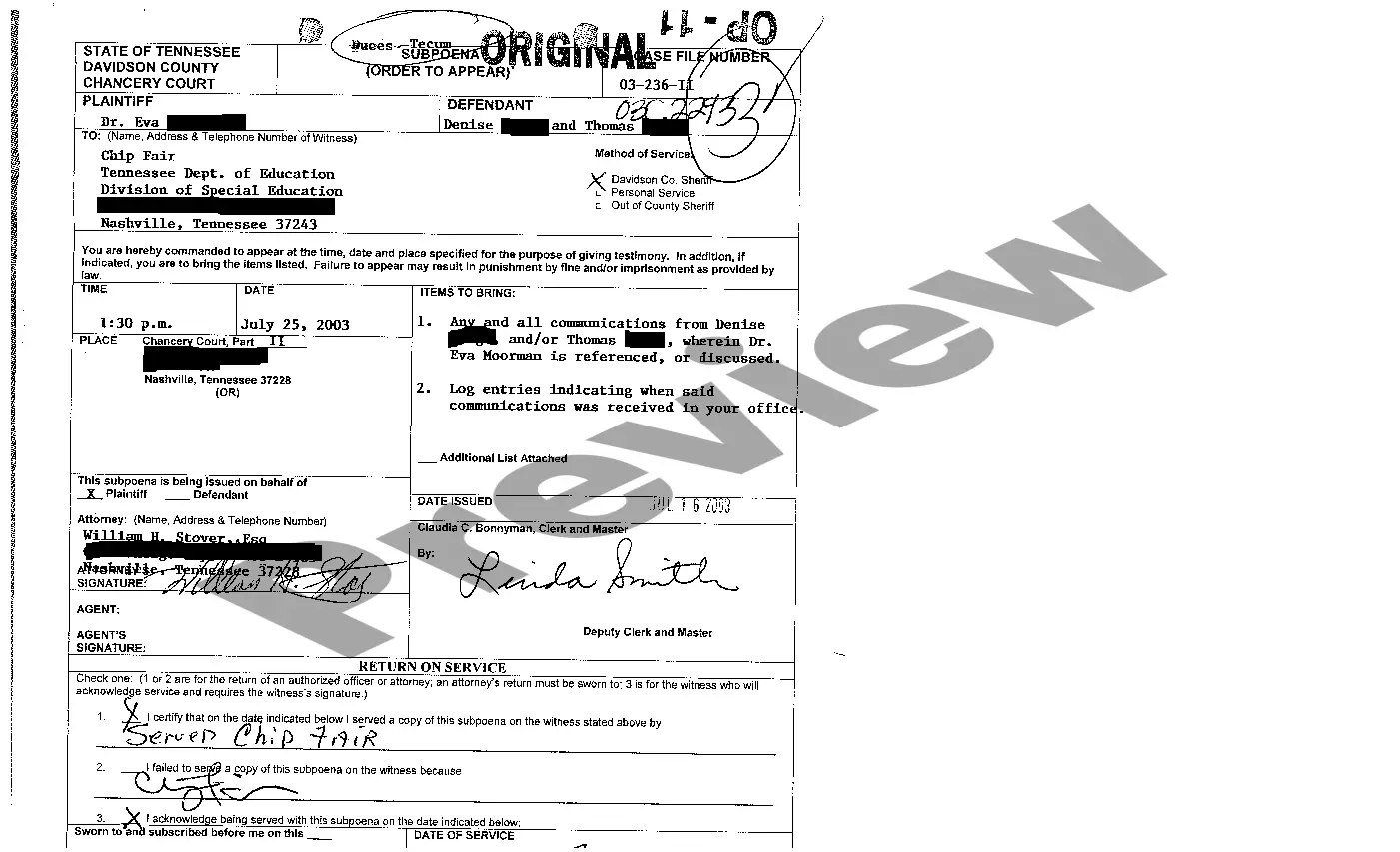 Preview A10 Subpoena