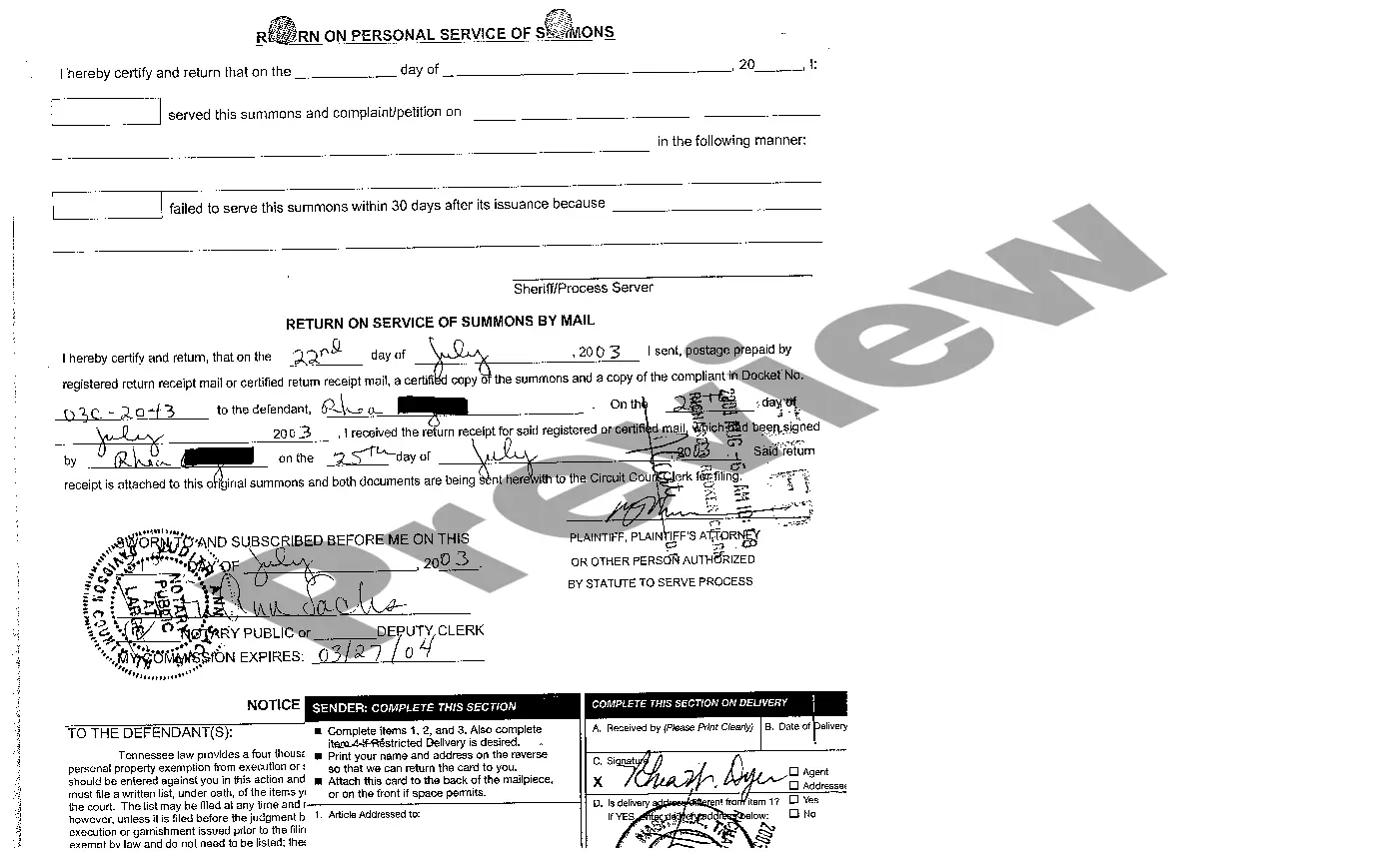Preview A03 Circuit Court Summons