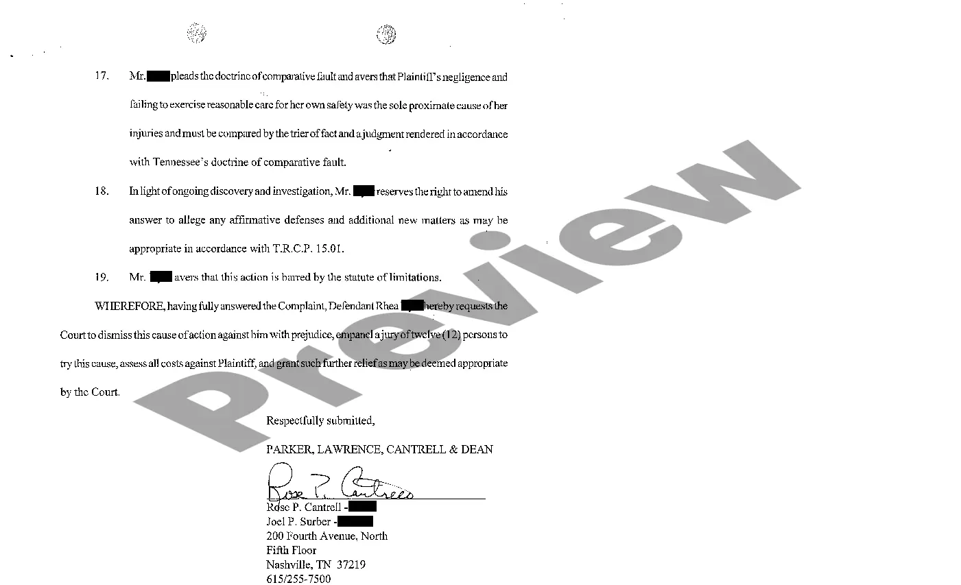 Preview A04 Defendant's Answer