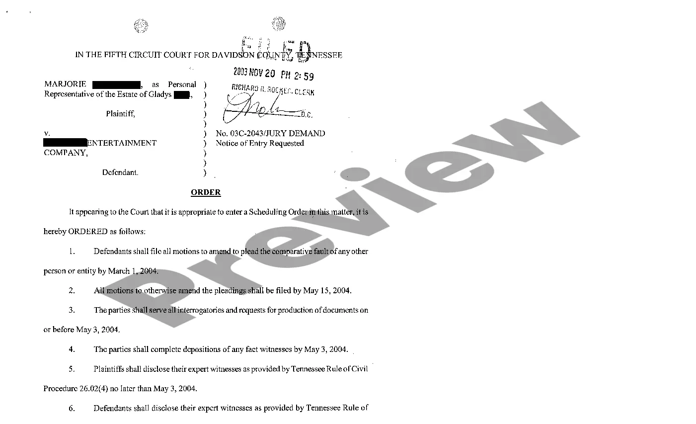 Preview A07 Motion for Scheduling Order