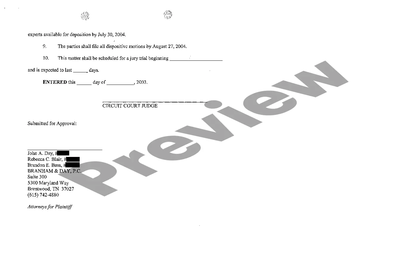 Preview A07 Motion for Scheduling Order