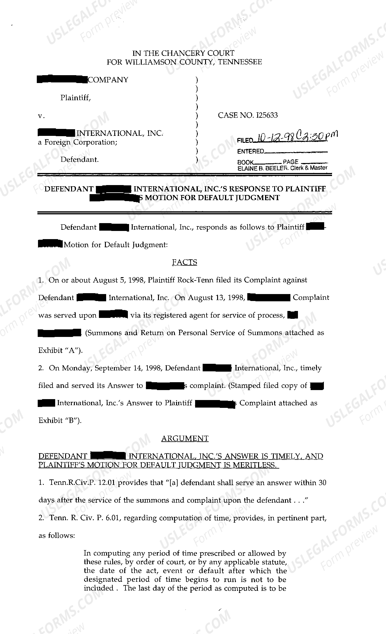 Clarksville Tennessee Motion For Default Judgment Default Judgment