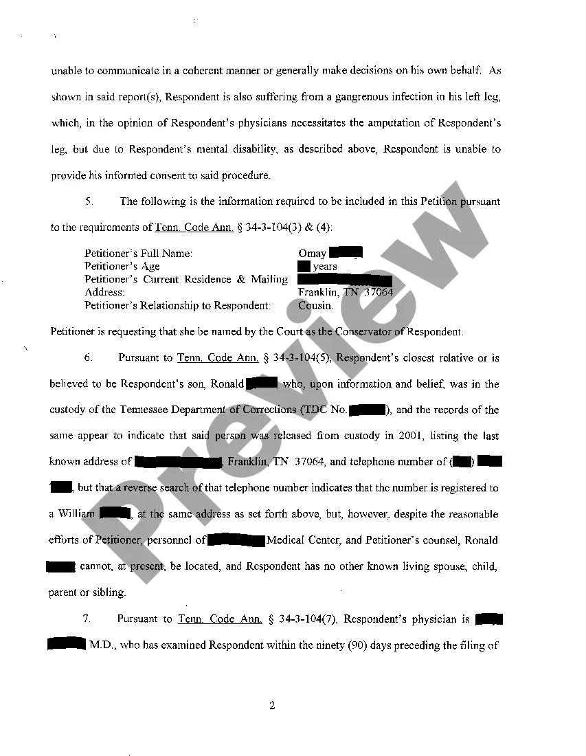 Preview A01 Emergency Petition For Conservatorship