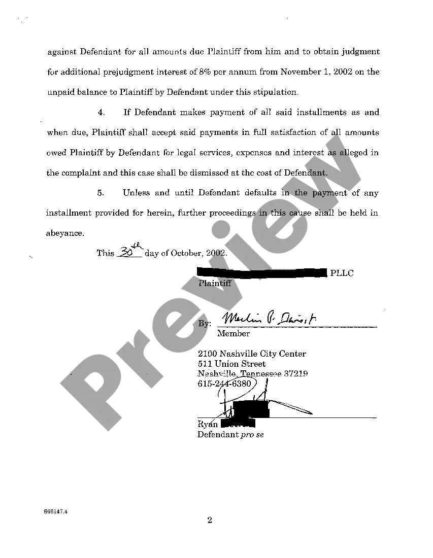 Preview A02 Stipulation for Payment of Attorneys Fees