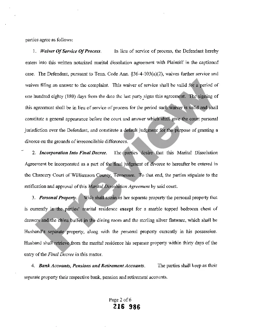 Preview A04 Marital Dissolution Agreement