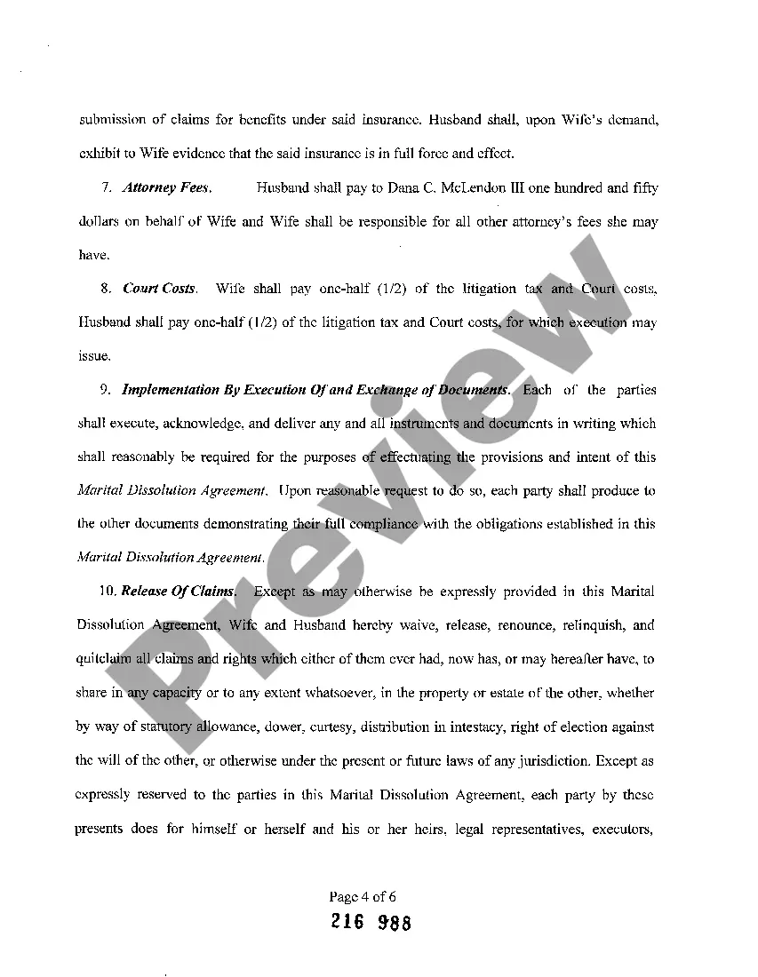 Preview A04 Marital Dissolution Agreement