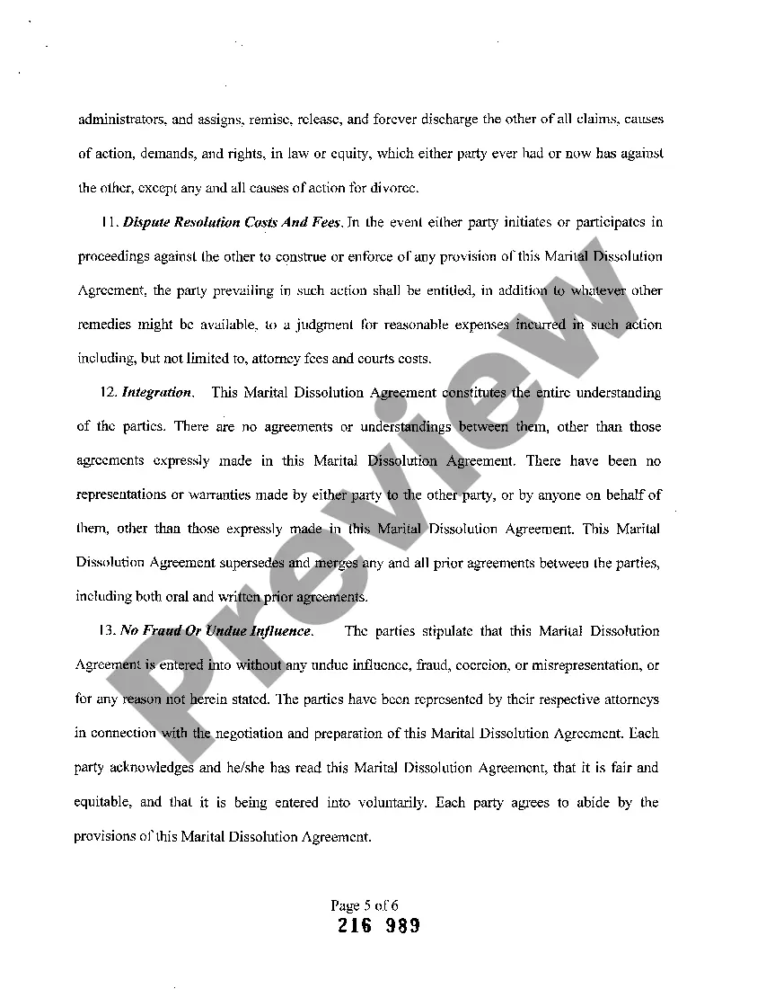 Preview A04 Marital Dissolution Agreement