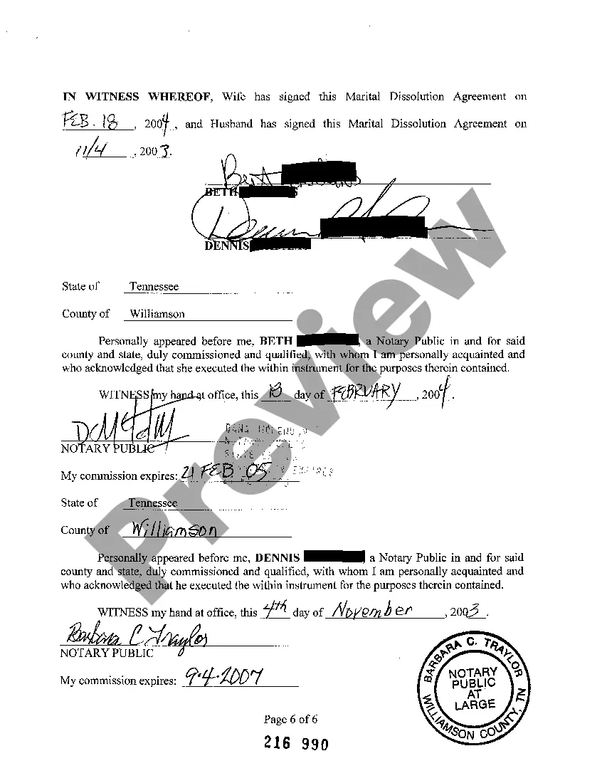 Preview A04 Marital Dissolution Agreement