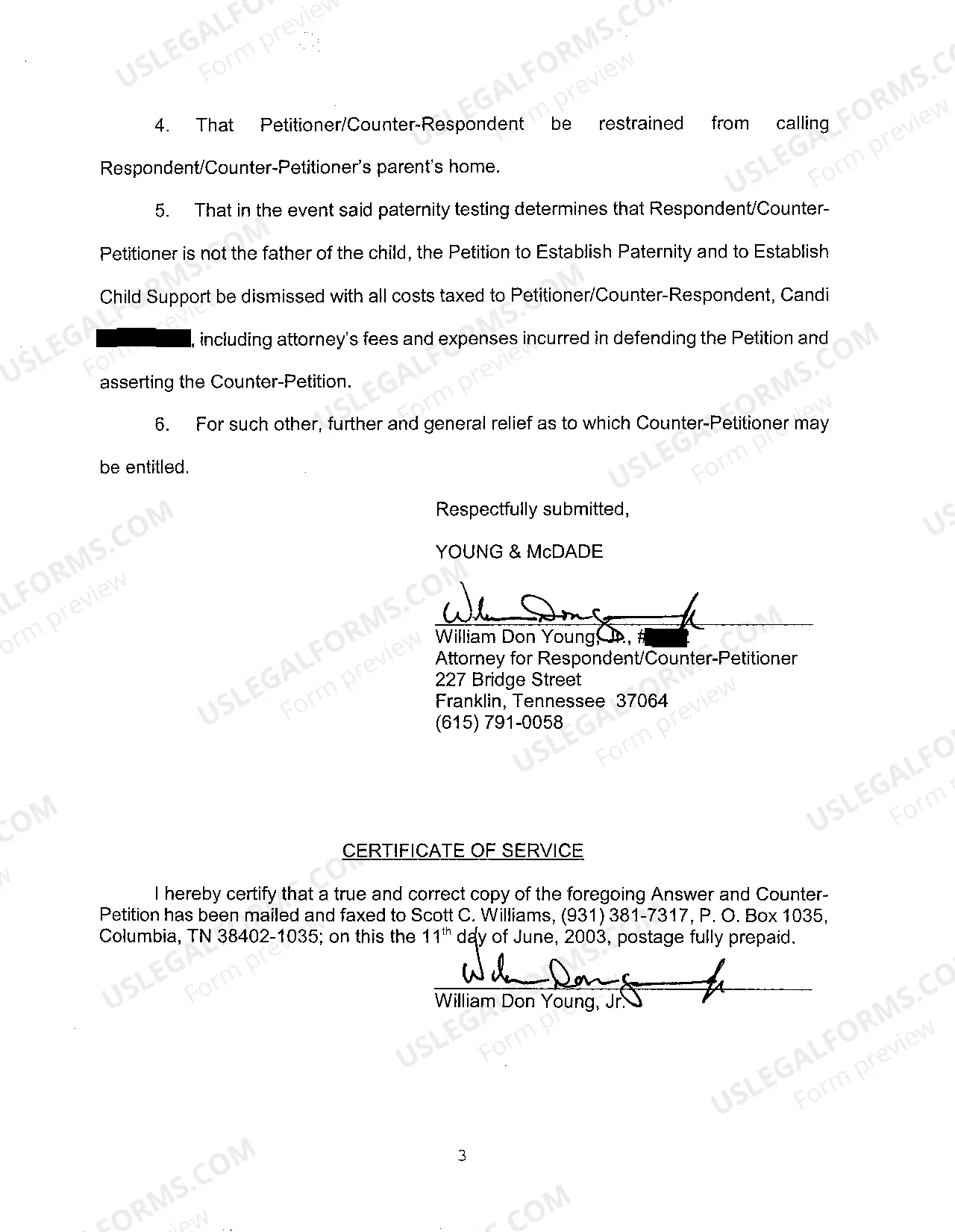 Preview A02 Answer to the Petition to Establish Paternity and to Establish Child Support