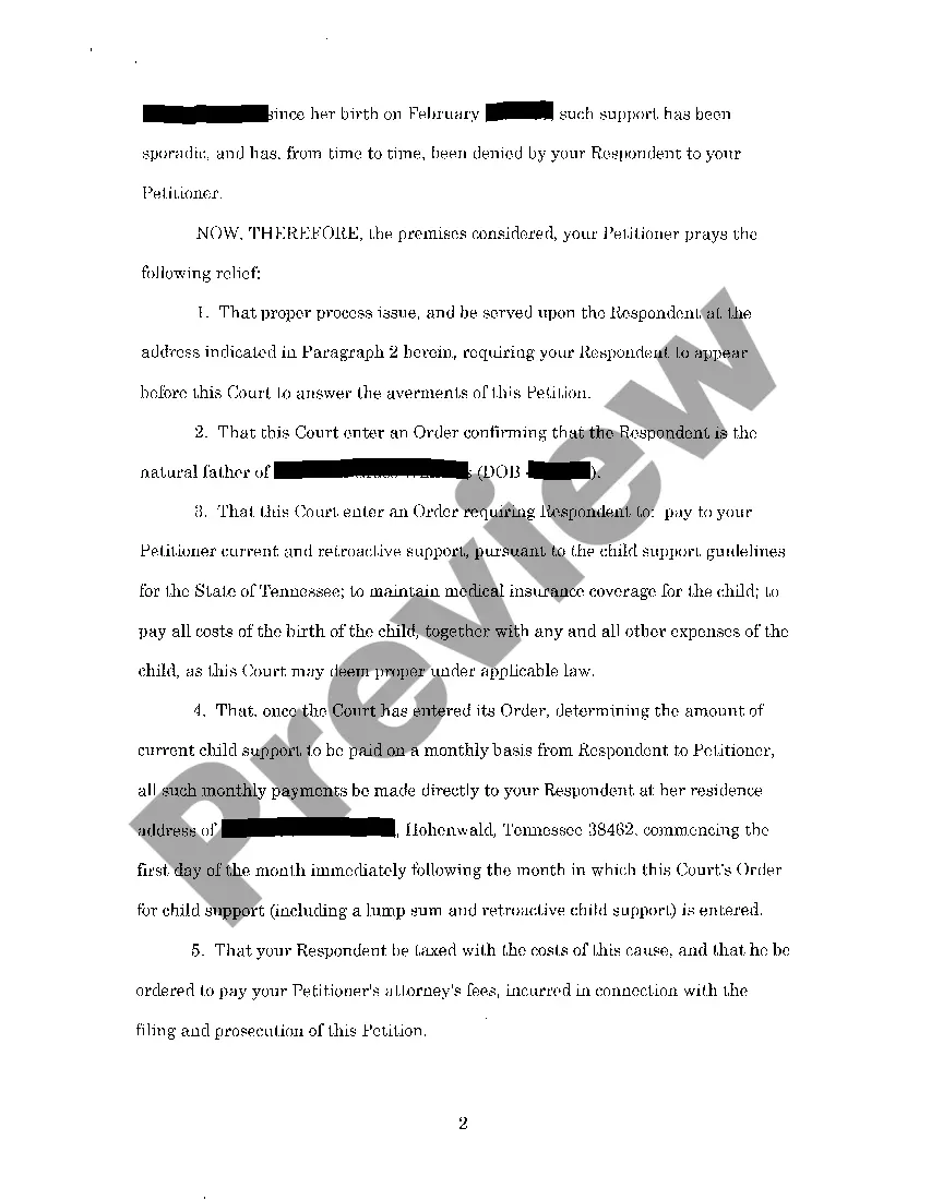Get A01 Petition to Establish Paternity and to Establish Child Support Preview A01 Petition to Establish Paternity and to Establish Child Support