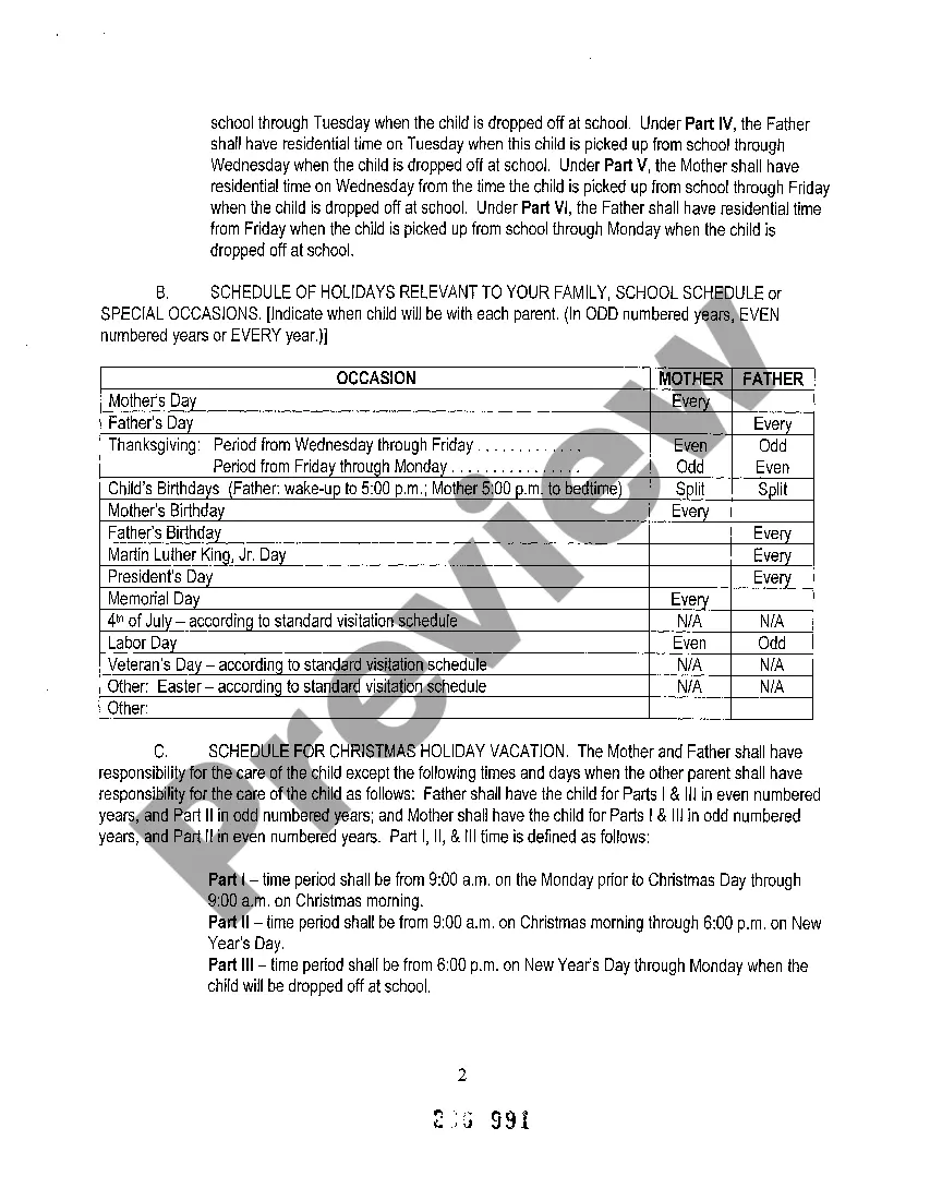 Preview A02 Permanent Parenting Plan